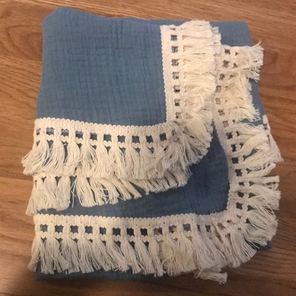 New Muslin Swaddle Fringe Blanket Newborn Pictures - Picture 3 of 3